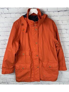 Vintage RALPH LAUREN Marine Supply Orange Hooded Rain Jacket Women's Large